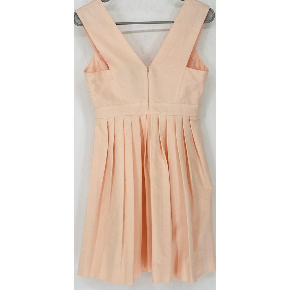 J.Crew Blk Label Pink Viscose Ctn Fit & Flare V-Neck Pleated Empire Wst Dress 6P - Picture 3 of 4